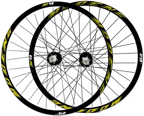 L&WB Bicicleta Rim 26 27.5 29 Pulgadas Bicicleta De Montaña Pasta De Ruedas MTB Llantas De Pared De Doble Pared Freno De Disco 8-10 Cassette De Velocidad HUB 32H QR,Amarillo,26in