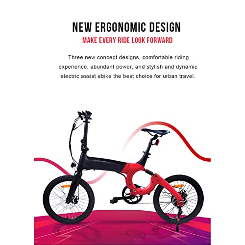 LWL Bicicletas eléctricas plegables para adultos 250 W Motor 36 V Ocultar batería de litio 20 pulgadas Bicicleta eléctrica de ciudad plegable Ebik (color: rojo)
