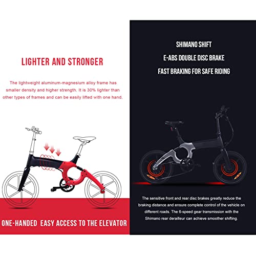 LWL Bicicletas eléctricas plegables para adultos 250 W Motor 36 V Ocultar batería de litio 20 pulgadas Bicicleta eléctrica de ciudad plegable Ebik (color: rojo)