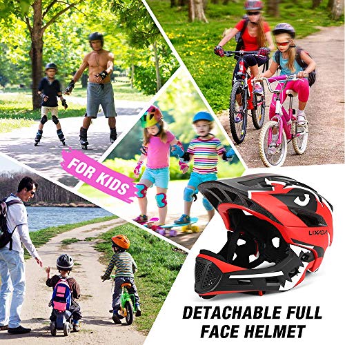 LXYDD Casco para niños Casco para niños con mentonera,Mentonera Desmontable,13 Orificios de Ventilación,Casco para Bicicleta para niñas y niños,Adapta al tamaño de la Cabeza 48-56cm,Dark Blue