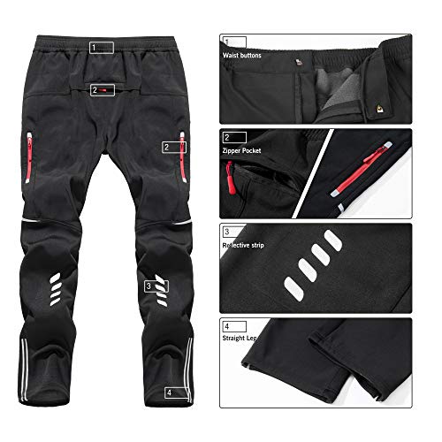 LY4U Hombres Pantalones de Ciclismo Pantalones Fleece a Prueba de Viento Invierno Cálido Equitación Correr Senderismo Pantalones al Aire Libre