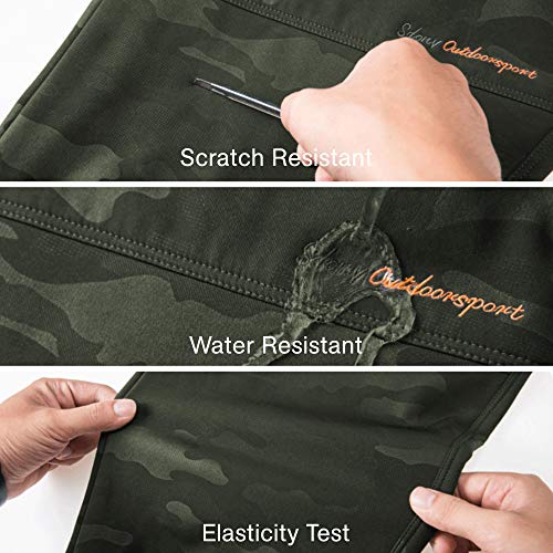 LY4U Hombres Pantalones de Senderismo con Forro Polar Softshell para Hombre, Repelente al Agua al Aire Libre, a Prueba de Viento, Grueso, para Caminar en Invierno, Pantalones de Camuflaje