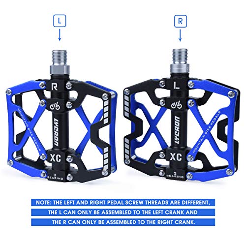LYCAON Pedales para Bicicletas, Pedal de Bicicleta Antideslizante de Aleación de Aluminio CNC, para Bicicleta de Carretera MTB BMX Mountain Road de 9/16" (Negro)