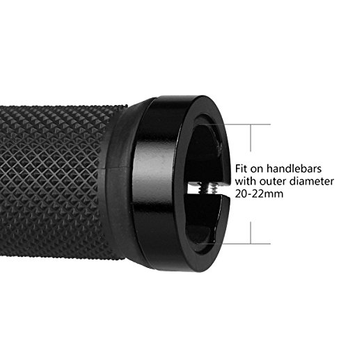 LYCAON Puños para Bicicletas de Montaña Bicicleta Manillar Apretones Doble Cierre Mango para Bicicleta Triciclo Silla de Ruedas MTB BMX (Negro, Expandable End Caps)