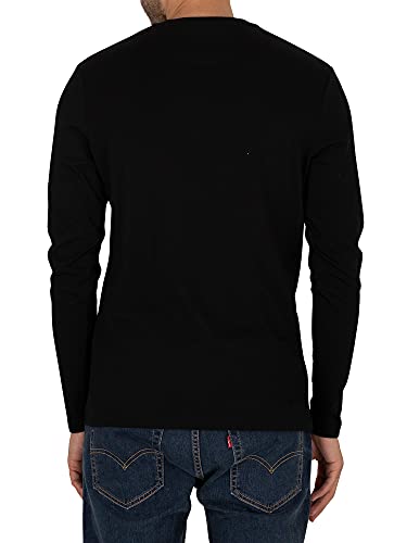 Lyle & Scott de los Hombres Camiseta Lisa de Manga Larga, Negro, XL