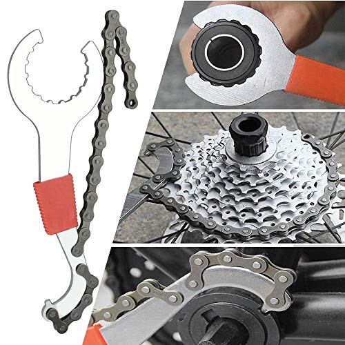 LYTIVAGEN 5 PCS Herramientas para Bicicleta de Montaña Multifuncional Llave Inferior Llave de Radios Manguito Inferior Herramienta de Extracción de Volante Herramienta de Extracción de Plato