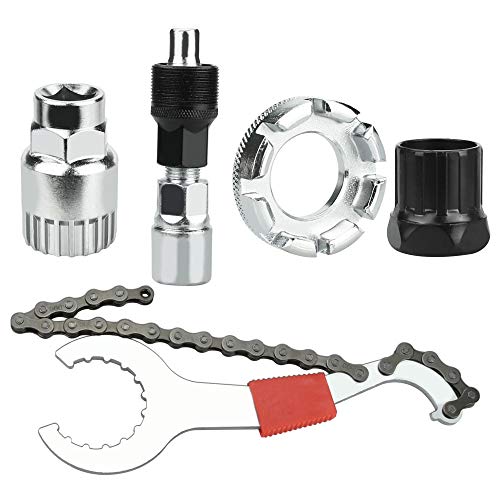 LYTIVAGEN 5 PCS Herramientas para Bicicleta de Montaña Multifuncional Llave Inferior Llave de Radios Manguito Inferior Herramienta de Extracción de Volante Herramienta de Extracción de Plato