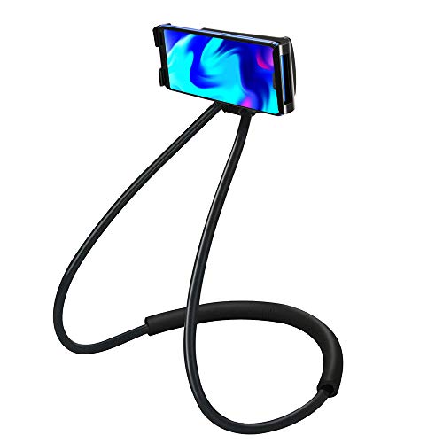 LYTIVAGEN Soporte para Teléfono Celular que Cuelga en el Cuello, Flexible 360 grados de rotación del soporte del móvil, Universal Cuello Soporte para Móvil, Tablet, Smartphone (Negro)