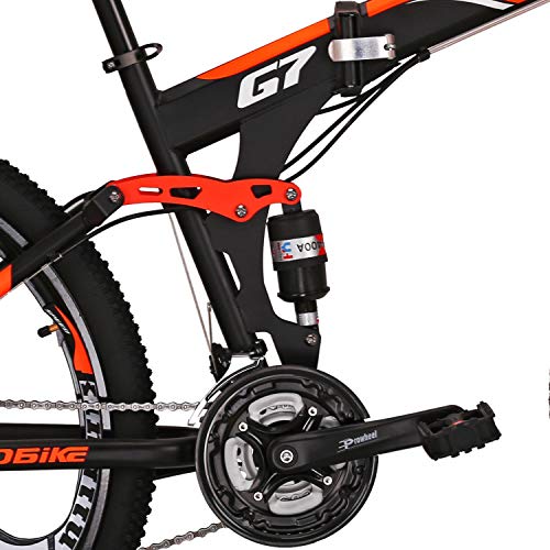 LZBIKE BICYCE G7 27.5 pulgadas bicicleta de montaña Floding Bike 3 radios ruedas shimano 21 velocidad cambio izquierda 3 derecha 7 marco absorción de choque bicicleta montaña naranja 27.5 pulgadas