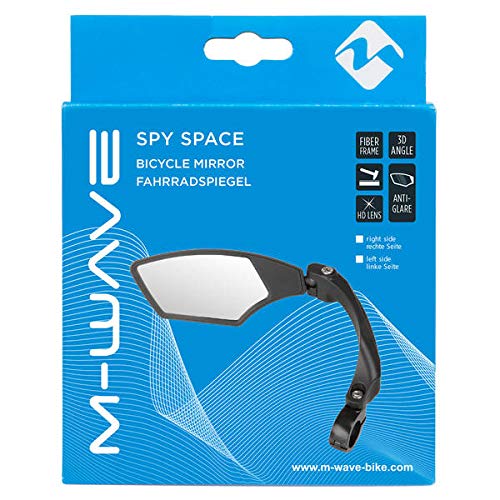 M-Wave Spy Space - Espejo de Bicicleta, Negro, Talla única, Montaje lado Izquierdo
