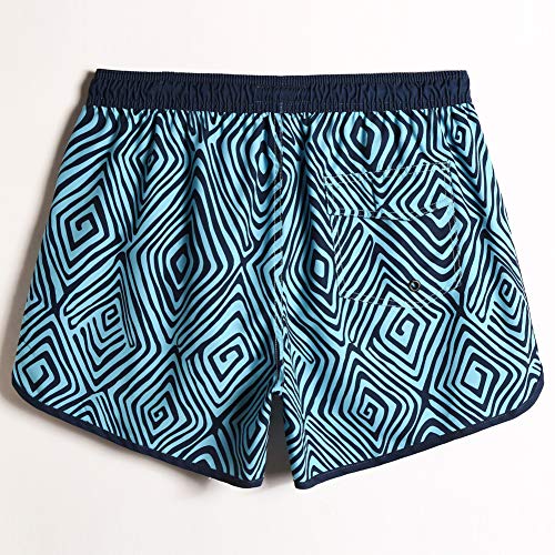 MaaMgic Bañador Hombre de Natación Secado Rápido Interior de Malla Pantalones Cortos d'Aire Vintage 80s 90s,Retro Remolino-Azul,M