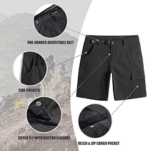 MaaMgic Pantalones Cortos Hombre Bermudas Cargo Hombre Pantalones de Acampada y Senderismo Pantalon Montaña Hombre Respirable Nailon Ligero Secado Rápido, Gris Oscuro, Size 31