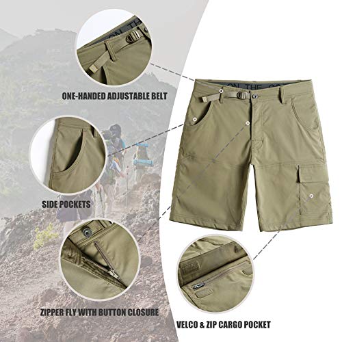 MaaMgic Pantalones Cortos Hombre Bermudas Cargo Hombre Pantalones de Acampada y Senderismo Pantalon Montaña Hombre Respirable Nailon Ligero Secado Rápido, Aceituna, Size 34