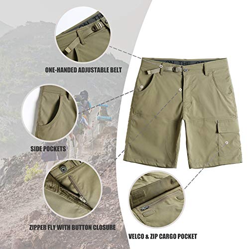 MaaMgic Pantalones Cortos Hombre Bermudas Cargo Hombre Pantalones de Acampada y Senderismo Pantalon Montaña Hombre Respirable Nailon Ligero Secado Rápido, Aceituna, Size 34