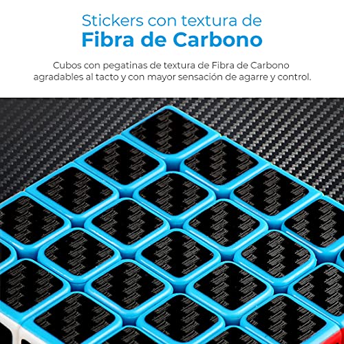 MAGIC SELECT Cubo Mágico 2x2 3x3 4x4 5x5 Pack Meilong Moyu Cubing Classroom Fibra de Carbono Antideslizante con Giro más rápido, fácil y Suave, Rompecabezas 3D, Principiantes y Profesionales