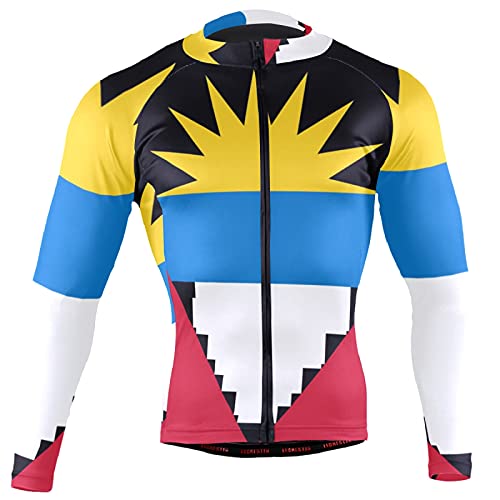 Magnesis Antigua y Barbuda Bandera de los Hombres Ciclismo Jersey Manga Larga Chaqueta Bicicleta Bicicleta Jersey Camisas