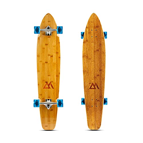 Magneto 44 Pulgadas kicktail Crucero Longboard monopatín | Bambú y Cubierta de Arce Duro | Hecho para Adultos, Adolescentes y niños (Azul)