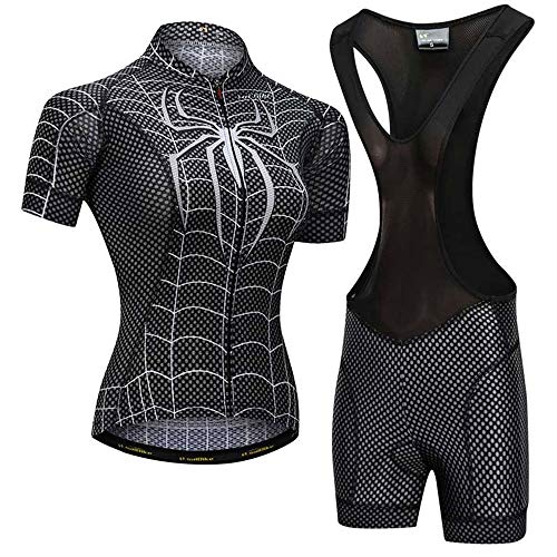 Maillot Ciclismo de Mujer Verano,Trajes de Ciclismo de Manga Corta Transpirables Pro Team con Uniformes de Bicicleta de MontañA Acolchados con Gel 9D (Color : B, Talla : M)