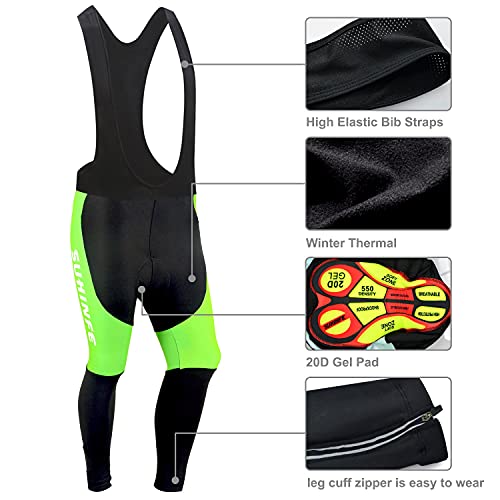 Maillot Ciclismo Hombre Invierno, Ropa Ciclismo Manga Larga Calor con Polar Térmico y Pantalones Ciclismo de Alta Elasticidad para Bicicleta Carretera y Bicicleta Montaña, Verde, L