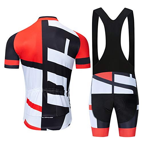 Maillot Ciclismo Hombre, Ropa Ciclismo con 9D Gel Acolchado MTB Bicicleta Maillots Tirantes Culotte Pantalones Cortos Culotes (Red,M)