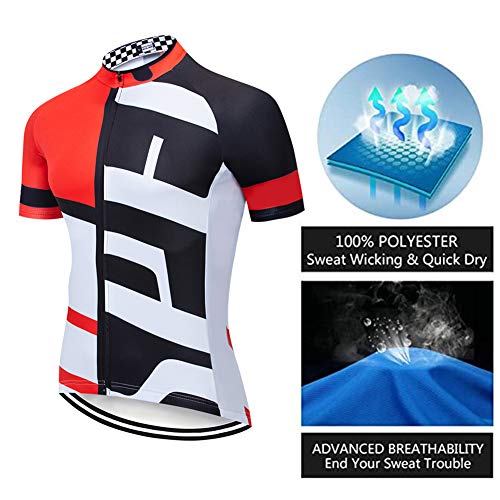 Maillot Ciclismo Hombre, Ropa Ciclismo con 9D Gel Acolchado MTB Bicicleta Maillots Tirantes Culotte Pantalones Cortos Culotes (Red,M)