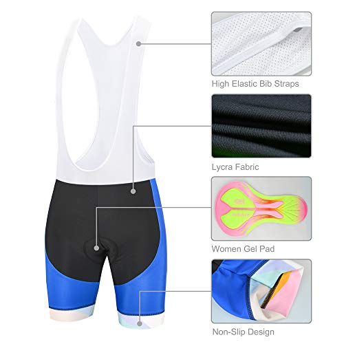 Maillot Ciclismo Mujer, Secado rápido Conjunto Ciclismo con culotes para MTB, Traje Ciclismo Mujer Verano, Azul Oscuro, M