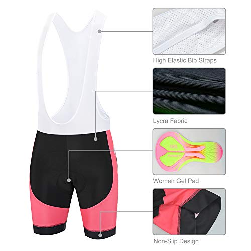 Maillot Ciclismo Mujer Verano, Respirable equipacion Ciclismo y Culotte Tira Reflectante y Bolsillos Traseros, MTB, Rosa, L