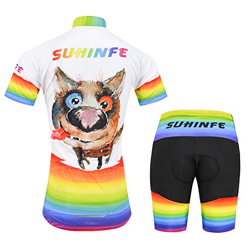 Maillot Ciclismo Niño, Dibujos Animados Secado rápido Conjunto Ciclismo con culotes para MB, Traje Ciclismo Mujer Verano (2XS, Perro)