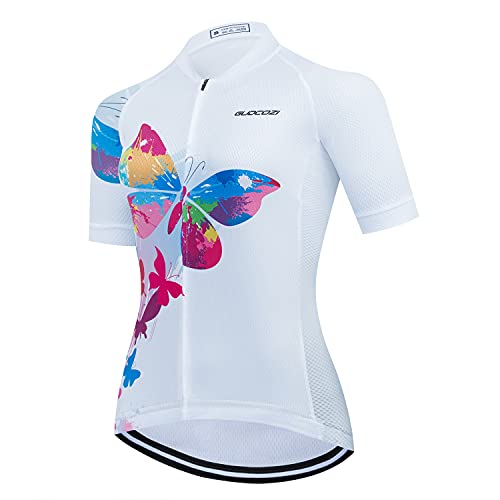 Maillot Corta de Ciclismo para Mujer, Bicicleta Transpirable Secado Rápido Reflectante Jersey Ciclista