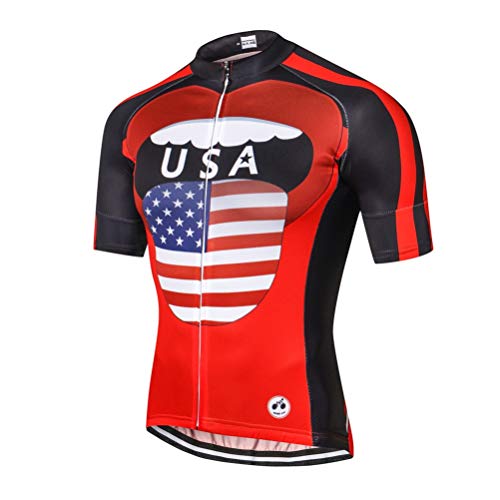 Maillot de ciclismo con manga corta para hombre (2020). Ropa de cilcismo para exteriores, bici de montaña, Hombre, rojo, Chest 37"-38.6"=TAG L