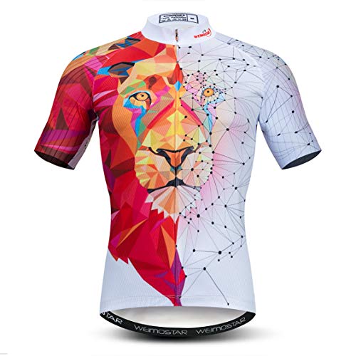 Maillot de Ciclismo para Hombre, Camisetas de MTB para Bicicleta, Camisetas para Carretera de montaña, Ropa para Ciclismo, Maillot de Manga Corta para Hombre, Blanco, Rojo L