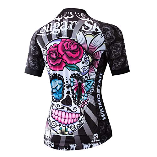 Maillot de ciclismo para mujer, camiseta de ciclismo para bicicleta y equipo de carreras, Esqueleto gris, XXL