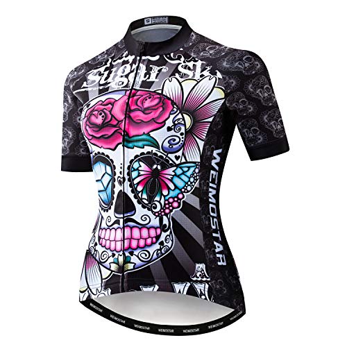 Maillot de ciclismo para mujer, camiseta de ciclismo para bicicleta y equipo de carreras, Esqueleto gris, XXL