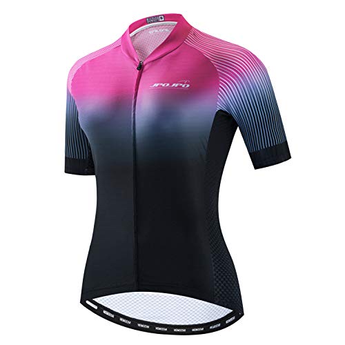 Maillot de ciclismo para mujer, manga corta, deportes de carreras, Mujer, color 68, tamaño L for Chest 38.6"