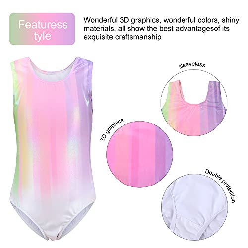 Maillot de Gimnasia Leotardos de Danza Body Ballet Clásico Sin Mangas para Niña Rosa 120-130 cm 6-8 Años