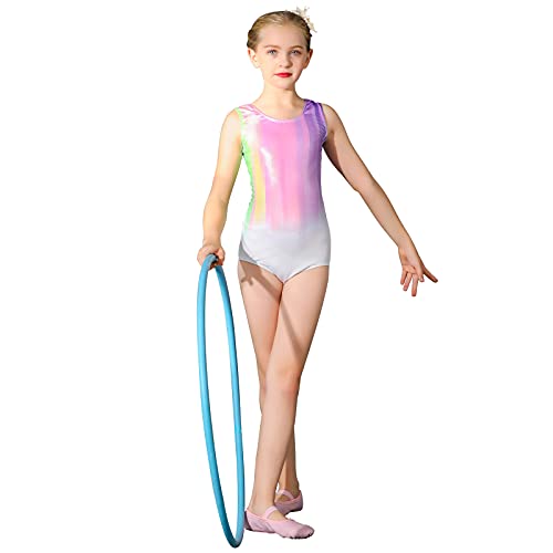 Maillot de Gimnasia Leotardos de Danza Body Ballet Clásico Sin Mangas para Niña Rosa 120-130 cm 6-8 Años