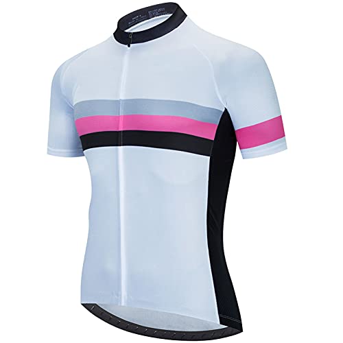 Maillot de manga corta para hombre, manga corta, cicloturismo, secado rápido, transpirable, para bicicleta de montaña, bicicleta de montaña, ropa de bicicleta de carreras (blanco B, XL)