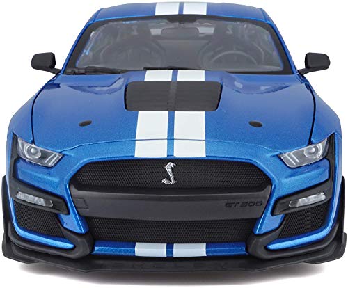 Maisto Mustang Shelby GT500 '20 - Maqueta de Coche a Escala 1:18, Puertas, Maletero y capó Que se Abre, orientable, 34 cm, Color Azul (531388)