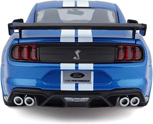 Maisto Mustang Shelby GT500 '20 - Maqueta de Coche a Escala 1:18, Puertas, Maletero y capó Que se Abre, orientable, 34 cm, Color Azul (531388)