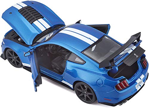 Maisto Mustang Shelby GT500 '20 - Maqueta de Coche a Escala 1:18, Puertas, Maletero y capó Que se Abre, orientable, 34 cm, Color Azul (531388)