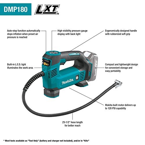 Makita DMP180Z DMP180Z-Compresor de Aire Compt. LXT 18V-Solo, 18 V, Negro