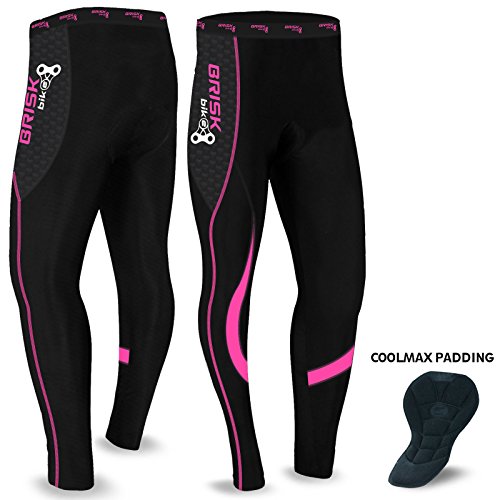 Mallas de ciclismo acolchadas de invierno, pantalones térmicos para andar en bicicleta, para mujer (Black/Pink, M)