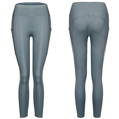 Mallas Leggings Base Pantalón Deportivo Mujer Yoga Color sólido Cintura Alta Suave Elástico Azul Oscuro S