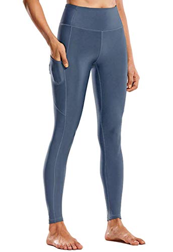 Mallas Leggings Base Pantalón Deportivo Mujer Yoga Color sólido Cintura Alta Suave Elástico Azul Oscuro S