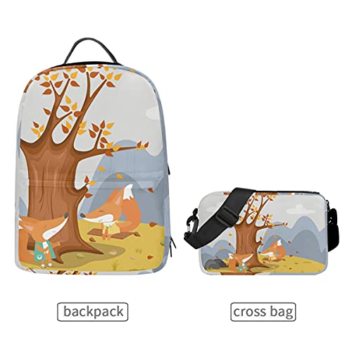 MALPLENA Cute Foxes Swing Painting Daypack Mochila de senderismo con bolsa cruzada desmontable