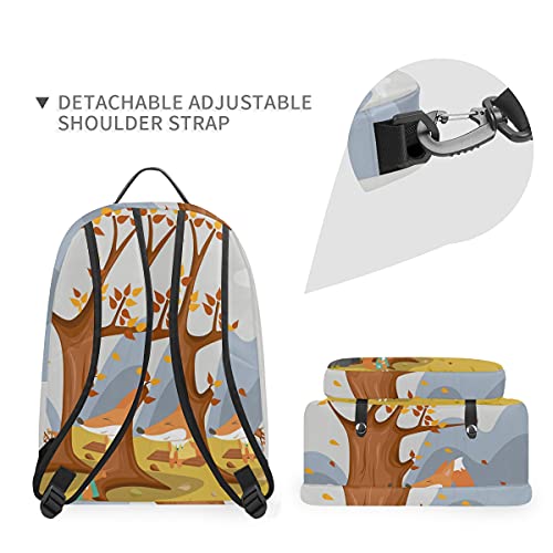 MALPLENA Cute Foxes Swing Painting Daypack Mochila de senderismo con bolsa cruzada desmontable