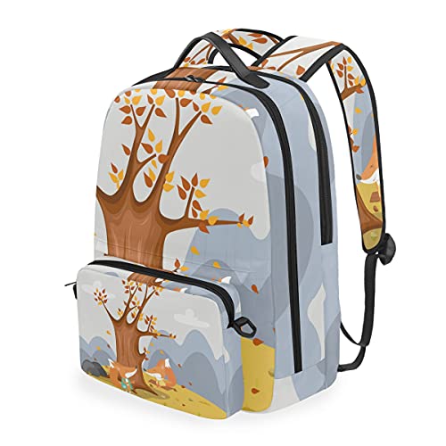 MALPLENA Cute Foxes Swing Painting Daypack Mochila de senderismo con bolsa cruzada desmontable