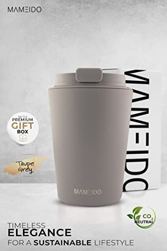 MAMEIDO Taza Térmica 350ml Taupe Grey - Termo Café en acero inoxidable sin BPA, Antigoteo - Vaso Termico Cafe y Té para llevar