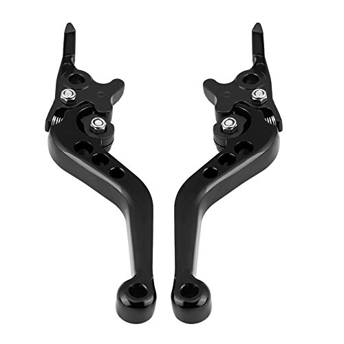 Manetas Freno Moto, 1 par Manetas de Freno de Disco Doble CNC para Moto, Scooters, Bici eléctrica(Negro)