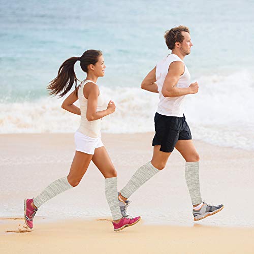 Mangas de Compresión para Pantorrillas - Hombres y Mujeres - Calcetines de Soporte para Correr, Baloncesto, Ciclismo – para Mejor Circulación En Las Pantorrillas (L/XL (Pantorrilla 35-40cm), Gris)